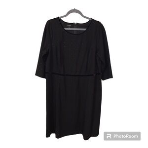 Talbots woman 16W 1X black textured polka dot shift dress formal plus size